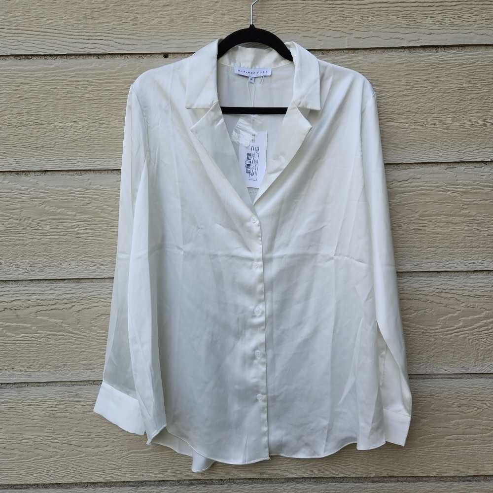 NWT Endless Rose classic satin over shirt in Champagne oversized medium
